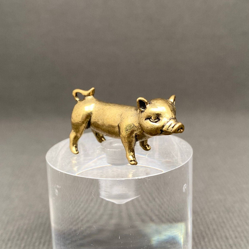 Brass Piglet Terrarium Charm