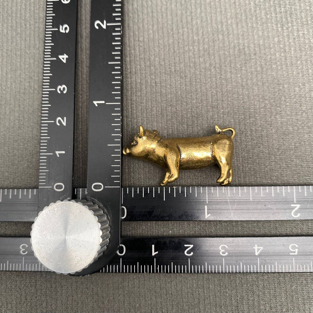 Brass Piglet Terrarium Charm