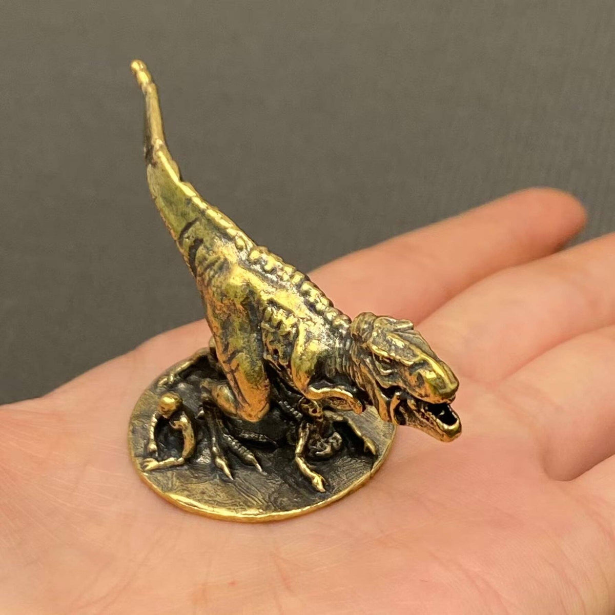 Tyrannosaurus Rex Brass Dinosaur Terrarium Charm