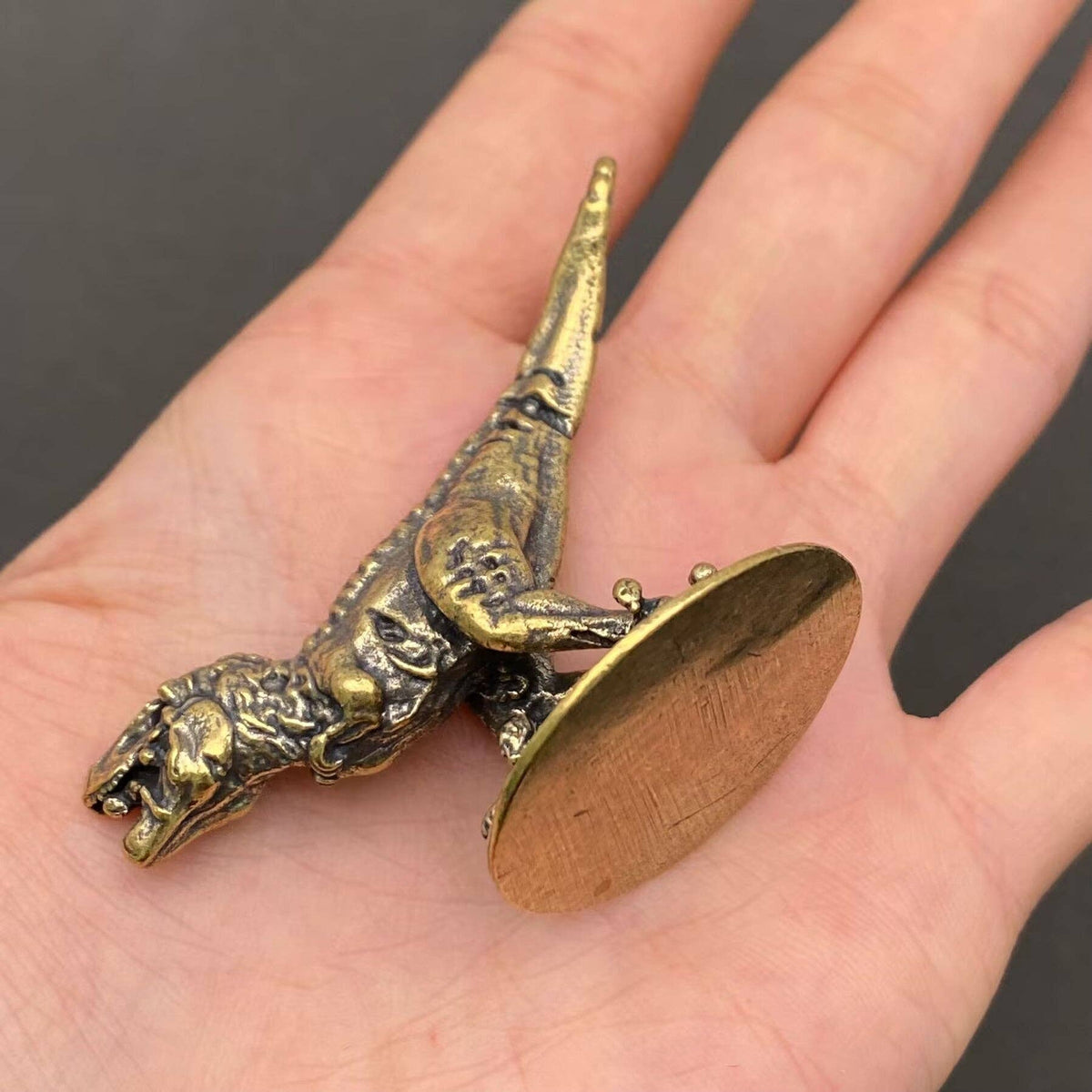 Tyrannosaurus Rex Brass Dinosaur Terrarium Charm