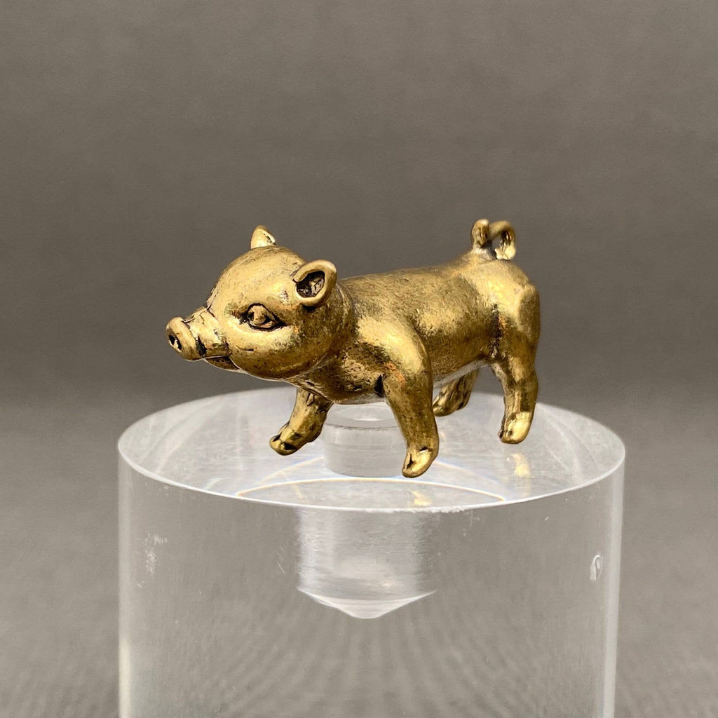 Brass Piglet Terrarium Charm